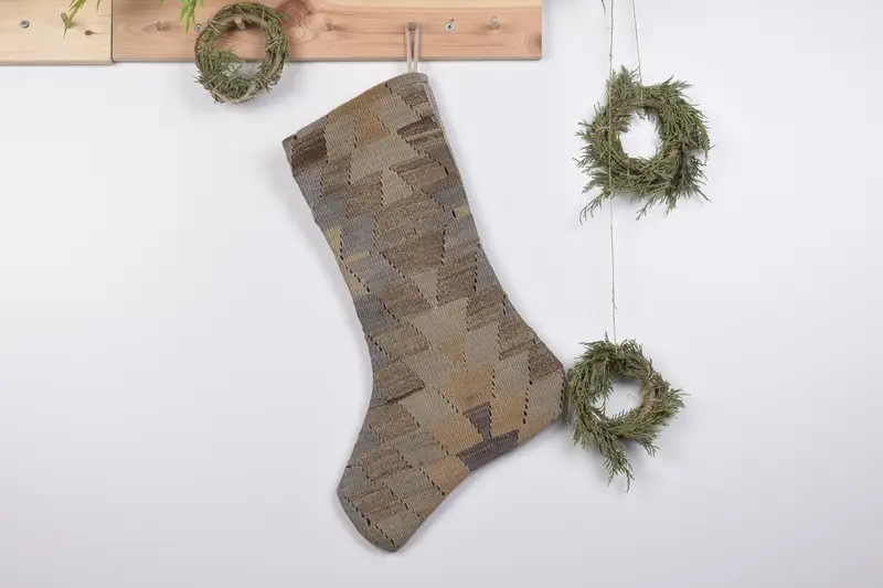 Patrón de adornos navideños, calcetín navideño festivo de 19 pulgadas