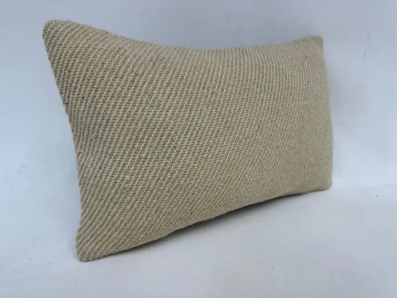 Wool Kilim Pillow Cushion Cover, Vintage Kilim Pillow, Interior Designer Pillow, 12x20 Beige Pillow Sham, Turkish Pillow, Cushion - 3