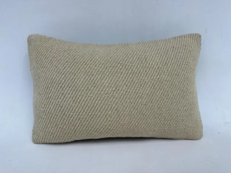 Wool Kilim Pillow Cushion Cover, Vintage Kilim Pillow, Interior Designer Pillow, 12x20 Beige Pillow Sham, Turkish Pillow, Cushion - 1