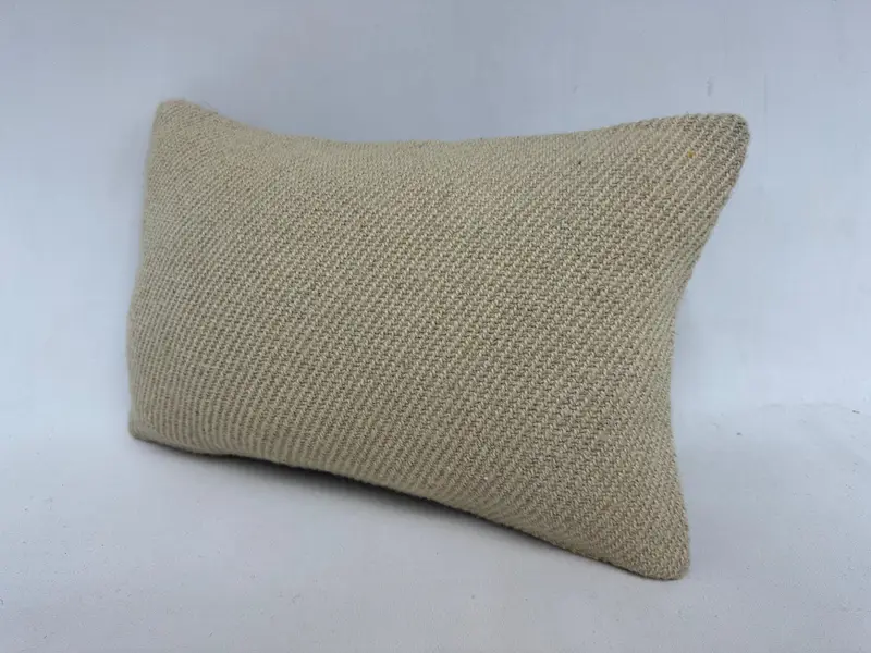 Wool Kilim Pillow Cushion Cover, Vintage Kilim Pillow, Interior Designer Pillow, 12x20 Beige Pillow Sham, Turkish Pillow, Cushion - 4