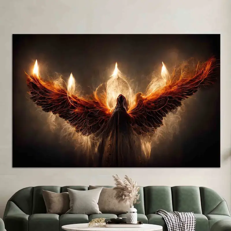 Luzifers Abstieg: Engel mit Feuer-Leinwanddruck