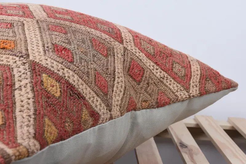 Cushion Cover, Boho Pillow Sham Cover, Bohemian Cushion Pillow Sham, Turkish Pillow, 24x24 Red Pillow, Vintage Cushion, Pillow for Couch - 7
