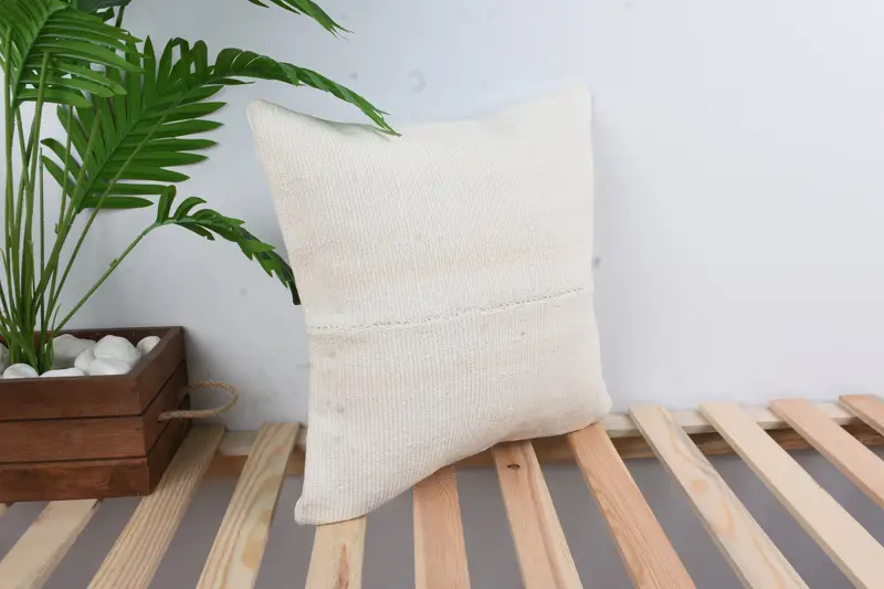 Pillow for Sofa, Cushion Cover, Turkish Kilim Pillow, Kilim Pillow Cover, 16x16 White Pillow Cover, Handmade Cushion Cover - 4
