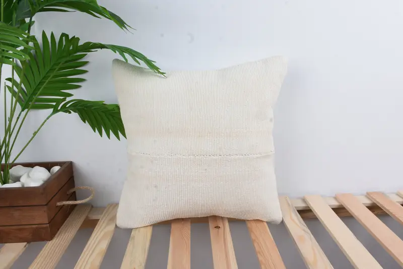 Pillow for Sofa, Cushion Cover, Turkish Kilim Pillow, Kilim Pillow Cover, 16x16 White Pillow Cover, Handmade Cushion Cover - 1