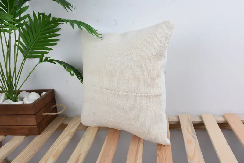 Pillow for Sofa, Cushion Cover, Turkish Kilim Pillow, Kilim Pillow Cover, 16x16 White Pillow Cover, Handmade Cushion Cover - 5