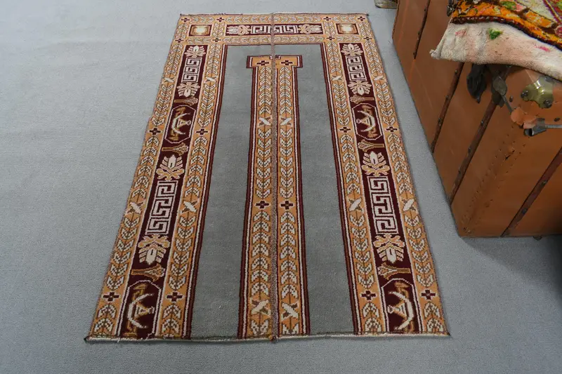 Vintage Halı, 2.7x4.7 ft Küçük Halı, Kahverengi Ombré Yün Türk Halısı - 1