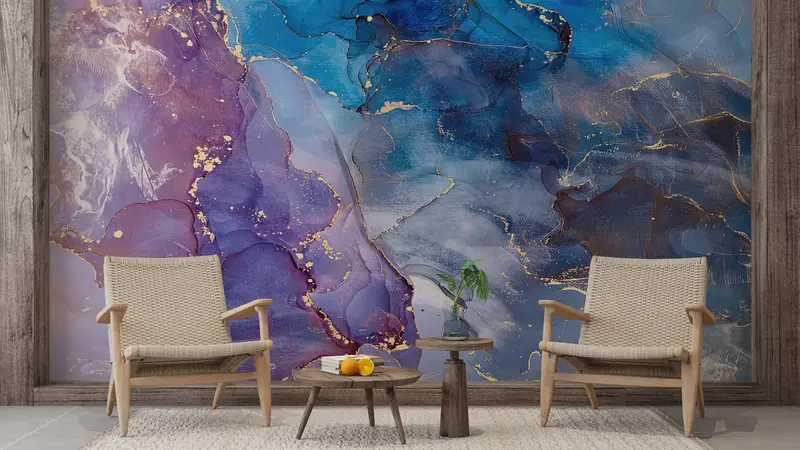Luxury Marble Wall Art, Purple And Blue Marble, Paper Wall Art, 3d Wall Paper, Wall Paper Peel and Stick, Shimmery Wallpaper, - 3