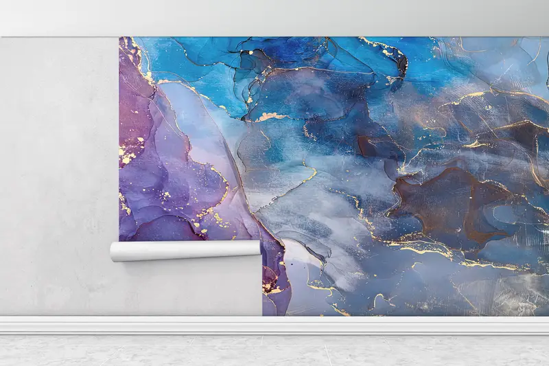 Luxury Marble Wall Art, Purple And Blue Marble, Paper Wall Art, 3d Wall Paper, Wall Paper Peel and Stick, Shimmery Wallpaper, - 7