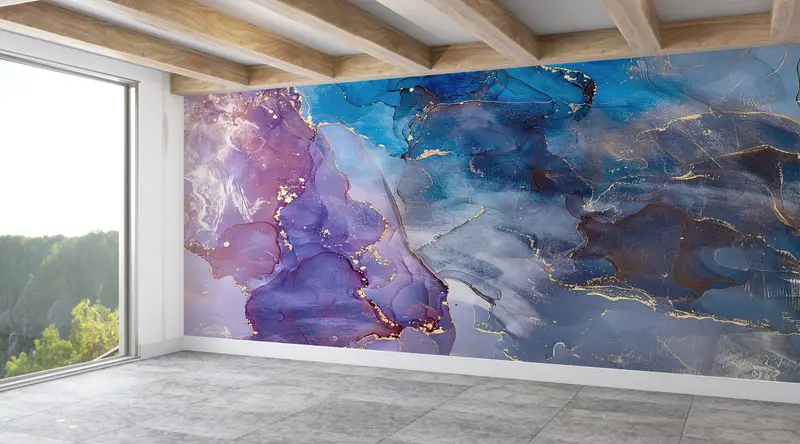Luxury Marble Wall Art, Purple And Blue Marble, Paper Wall Art, 3d Wall Paper, Wall Paper Peel and Stick, Shimmery Wallpaper, - 1