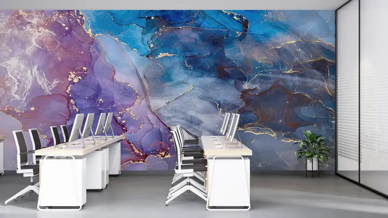 Luxury Marble Wall Art, Purple And Blue Marble, Paper Wall Art, 3d Wall Paper, Wall Paper Peel and Stick, Shimmery Wallpaper, - 8