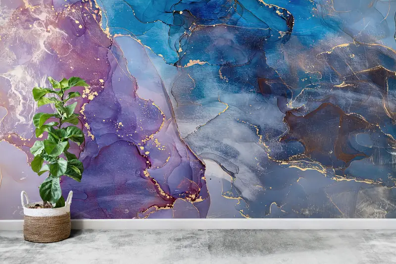 Luxury Marble Wall Art, Purple And Blue Marble, Paper Wall Art, 3d Wall Paper, Wall Paper Peel and Stick, Shimmery Wallpaper, - 10