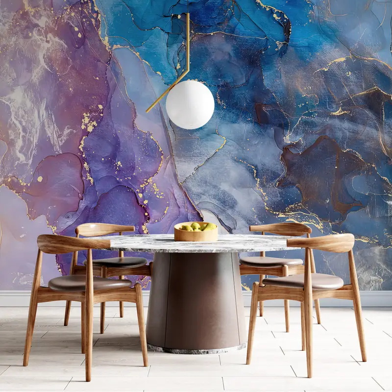 Luxury Marble Wall Art, Purple And Blue Marble, Paper Wall Art, 3d Wall Paper, Wall Paper Peel and Stick, Shimmery Wallpaper, - 2