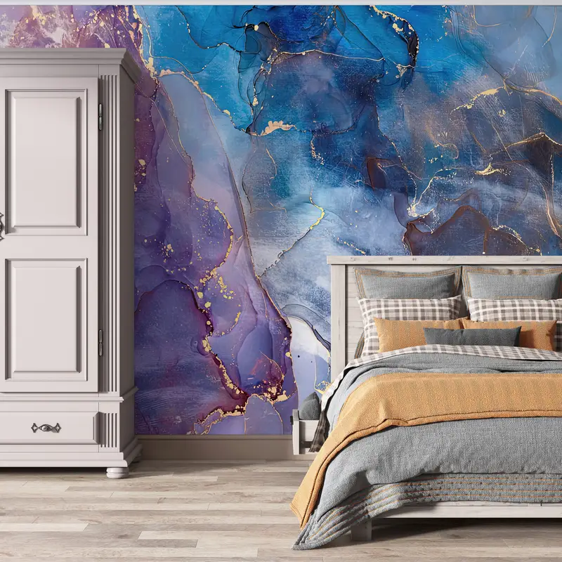 Luxury Marble Wall Art, Purple And Blue Marble, Paper Wall Art, 3d Wall Paper, Wall Paper Peel and Stick, Shimmery Wallpaper, - 9