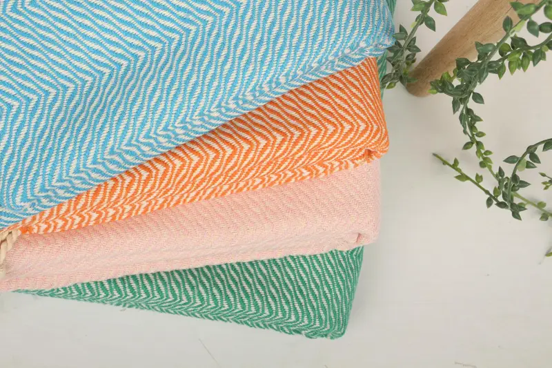 Bridesmaid Gift Cotton Chevron Towel, Handmade Organic Cotton, 40x71 Inches