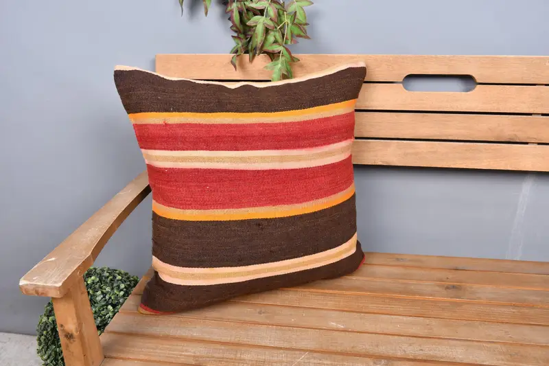Vintage Kilim Pillow, Gift Pillow, Cushion Case, Vintage Kilim Pillow Cushion Case, 20x20 Red Cushion, Luxury Cushion, Pillow for Sofa - 1