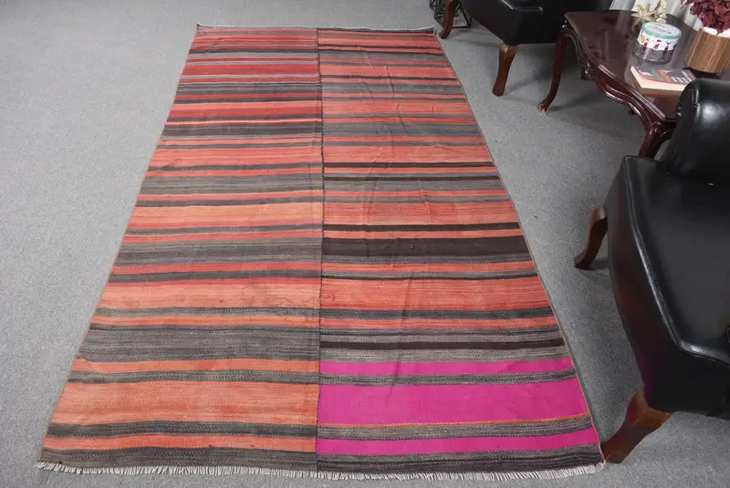 Turuncu Ombré Halı, 4,5x8,7 ft Gri Vurgulu