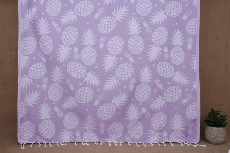Bachelorette Towel Monogrammed Lilac Pineapple Pattern, 36x71 Inches