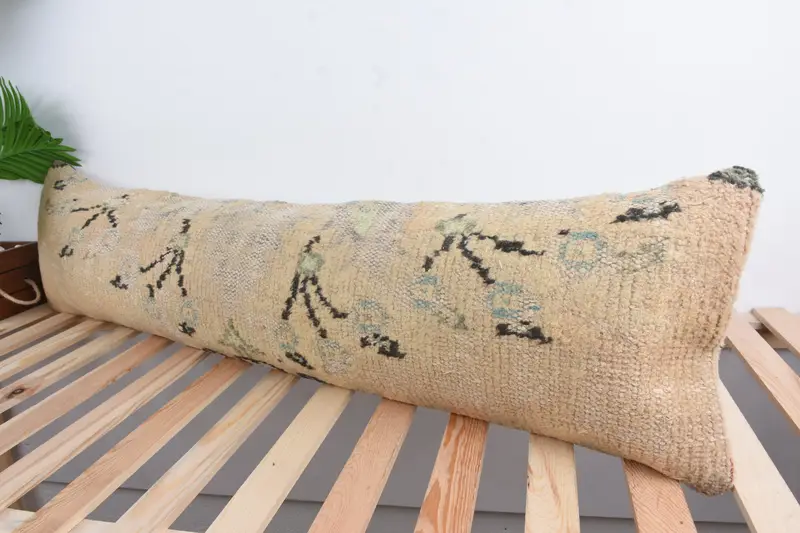 Pillow Cover, Interior Designer Pillow, 12x48 Yellow Pillow Cover, Turkish Pillow, Kilim Cushion Sham, Decorative Bolster Pillow Case - 5
