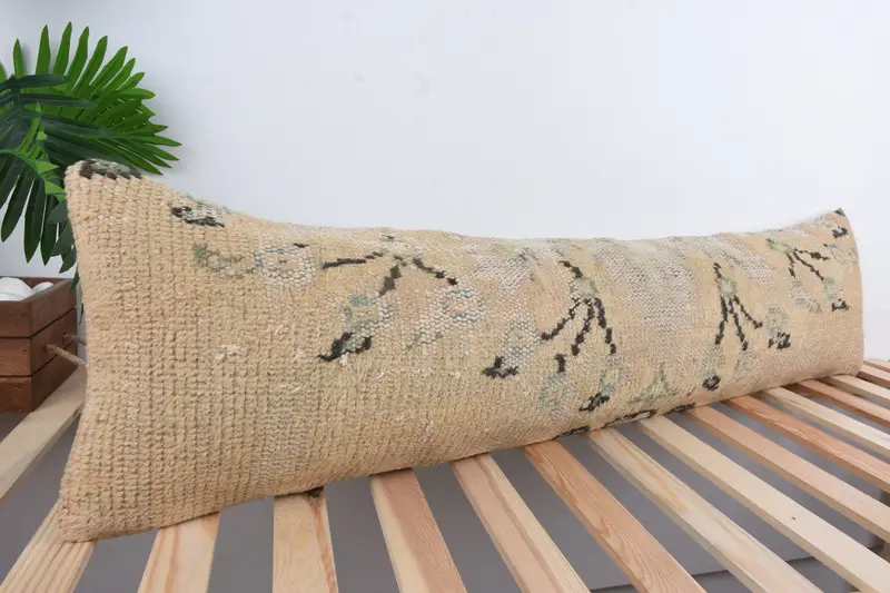 Pillow Cover, Interior Designer Pillow, 12x48 Yellow Pillow Cover, Turkish Pillow, Kilim Cushion Sham, Decorative Bolster Pillow Case - 4
