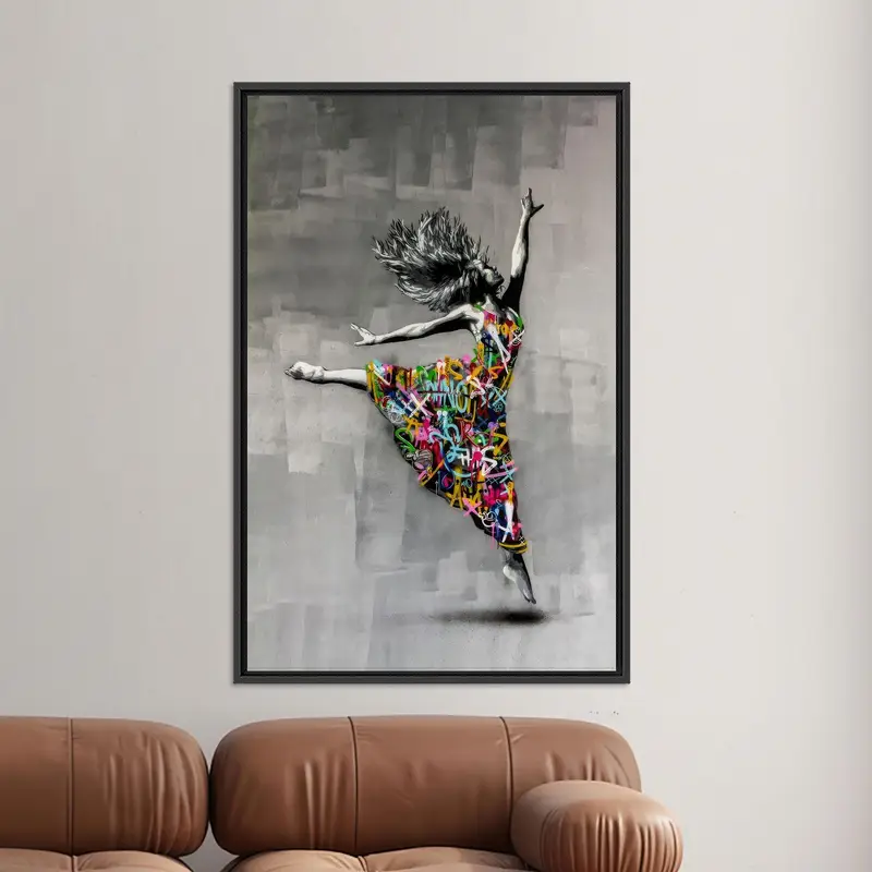 Moderner abstrakter Banksy-Frau-Graffiti-Leinwanddruck