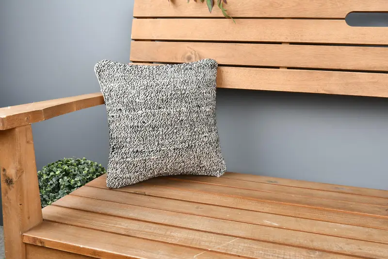 Turkish Bench Cushion Cover, Hippie Throw Pillow Sham, 12x12 Brown Cushion, Kilim Pillow Cover, Pillow Case, Pillow for Couch, Kilim Cushion Sham - 1