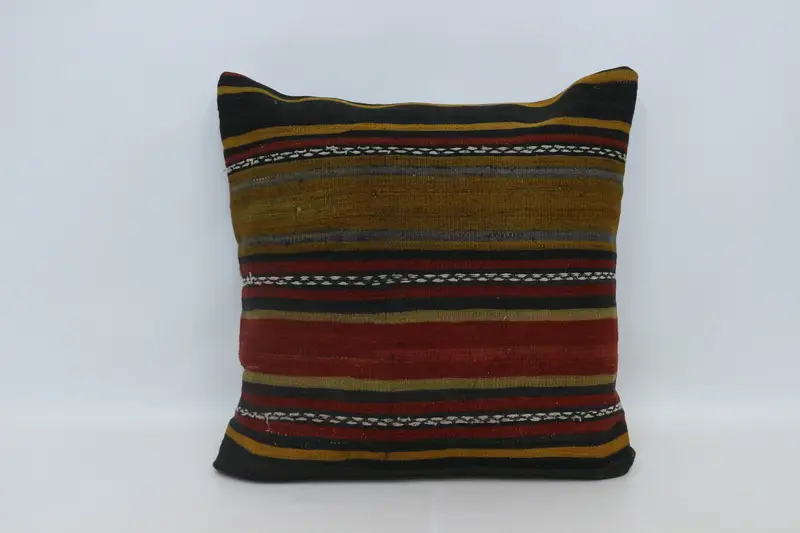 Kilim Pillow Cover, Pillow for Sofa, Handmade Kilim Cushion, 28x28 Brown Cushion Case, Living Room Throw Pillow Case, Cushion - 1