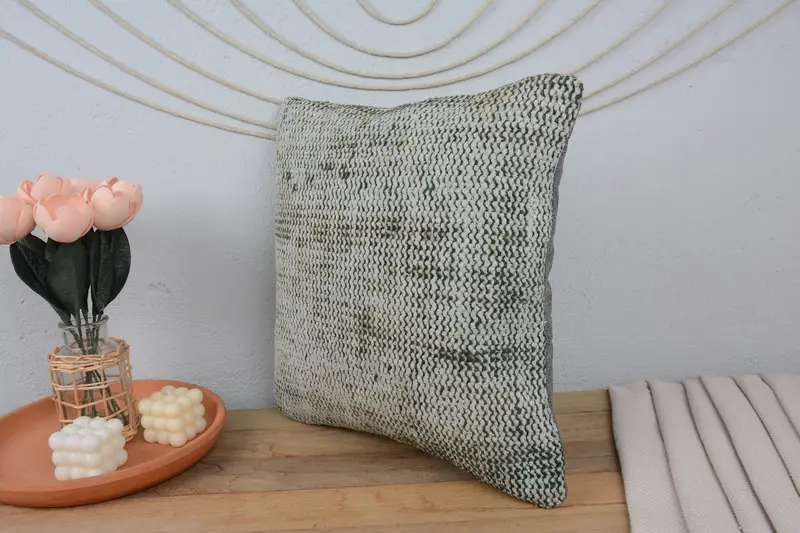 Antique Pillows, 18x18 Blue Pillow, Turkish Kilim Pillow, Vintage Kilim Throw Pillow, Lounge Throw Pillow Cover, Pillow Sham - 4