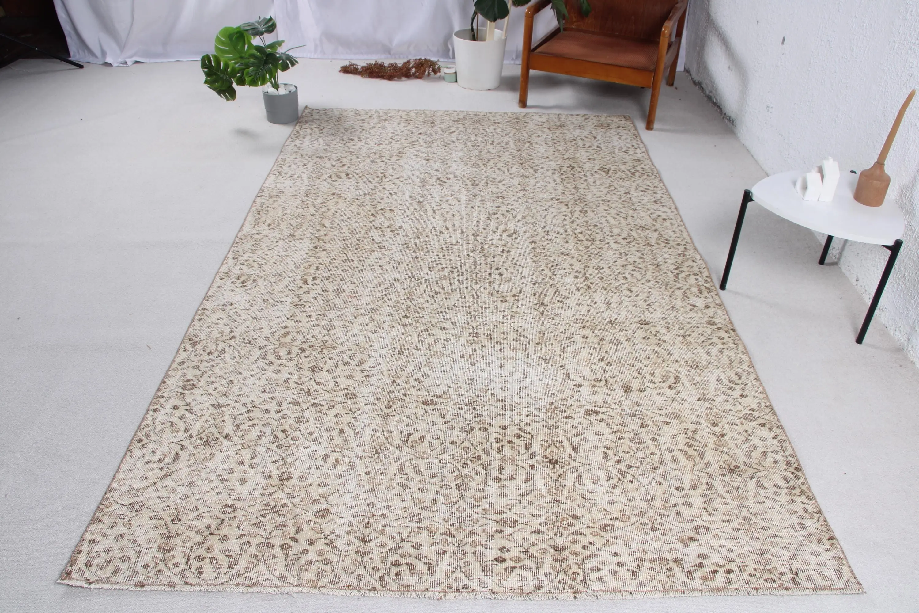 Alfombra vintage turca 5,4x8,6 pies, alfombra marroquí marrón - 1