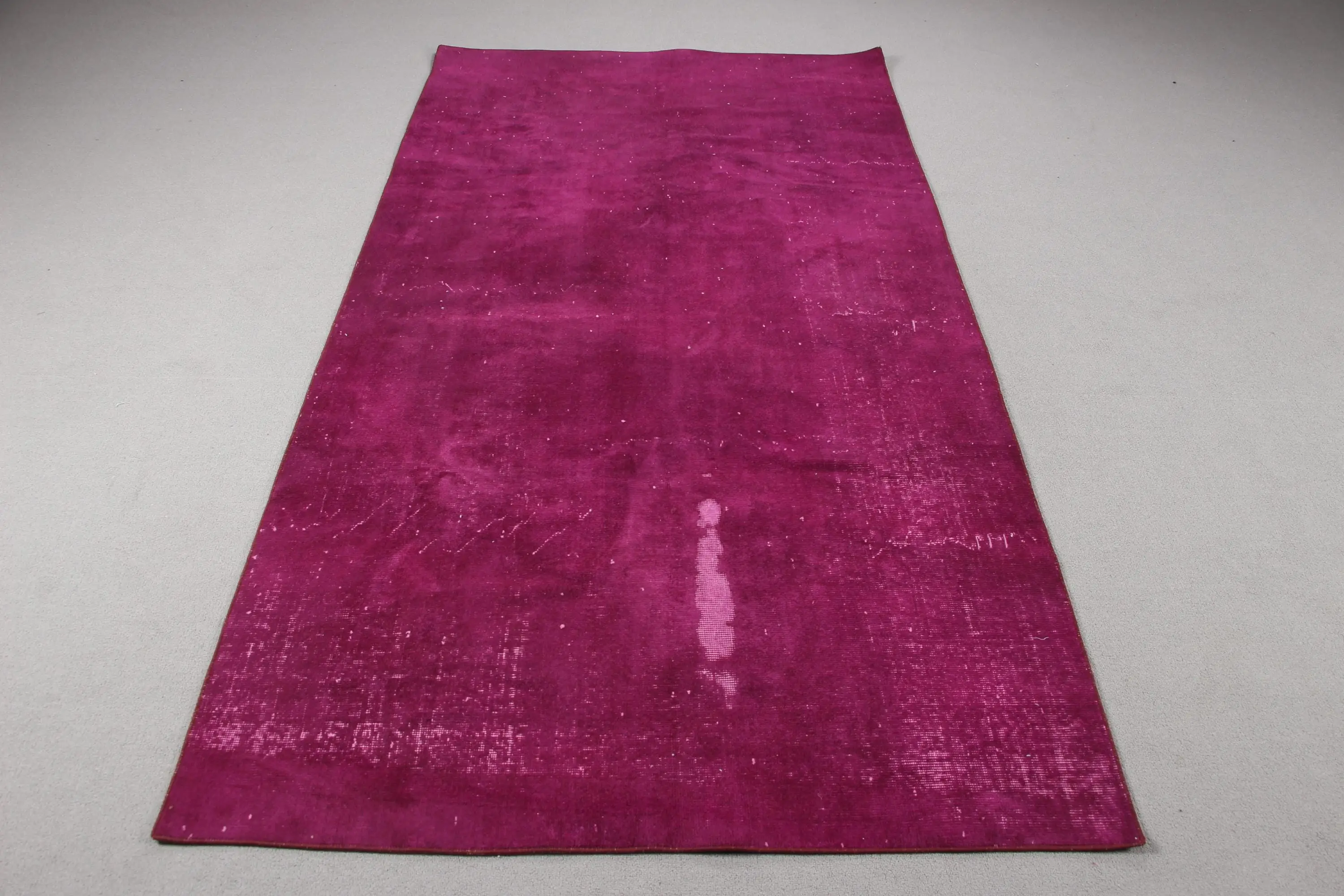Vintage Turkish Rug 4.2x7.9 ft, Pink Moroccan Wool Rug - 1
