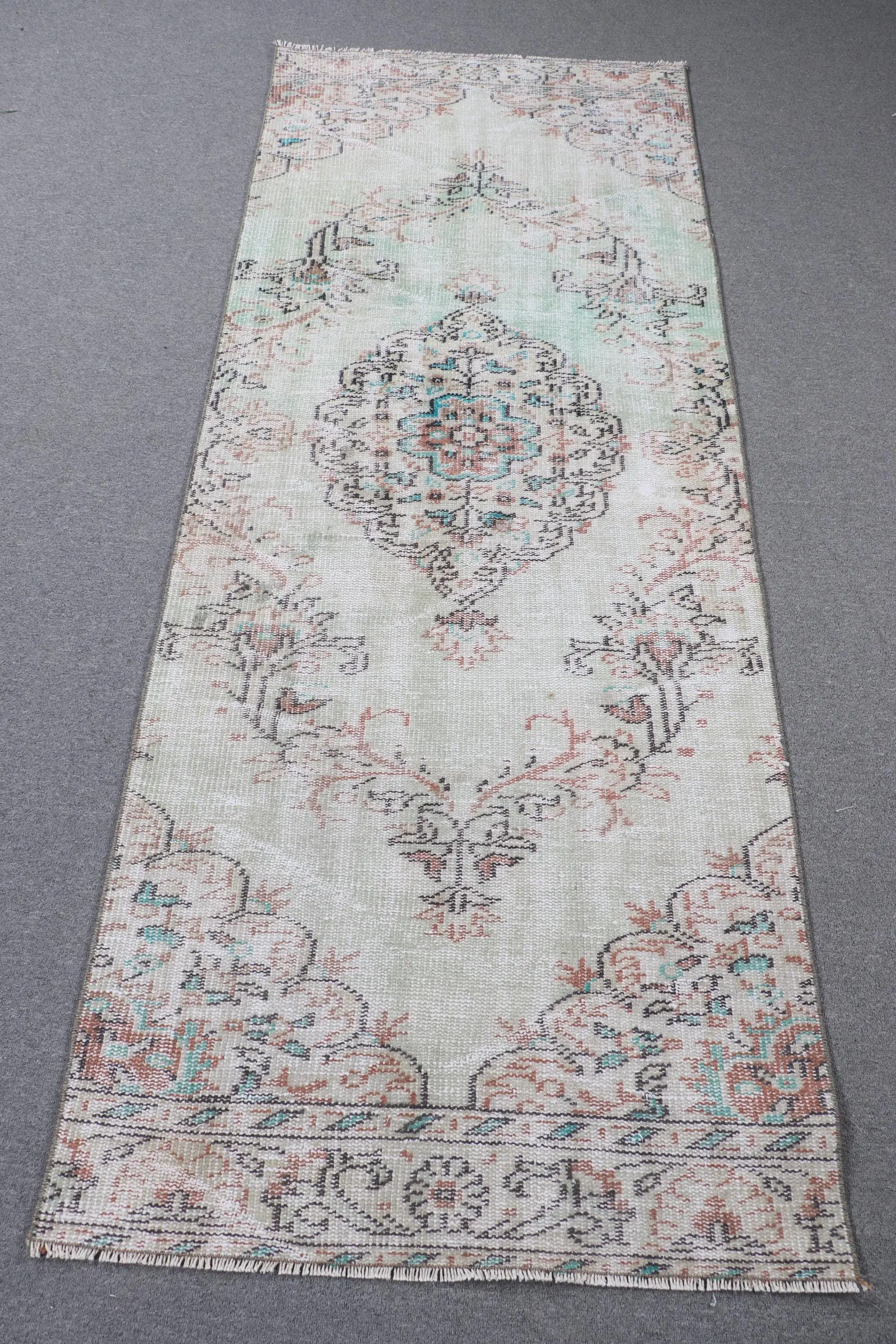 2.9x8 ft Rug, Runner Vintage Rug, White Solid Rug - 1