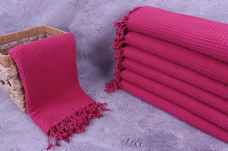 Bridesmaid Proposal Gift, Bachelorette Party Gifts, 68x36 Cotton Waffle Towel, Embroidered Towel, Fringed Turkish towel for poolside, Bachelor Gifts - 3