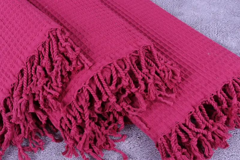 Bridesmaid Proposal Gift, Bachelorette Party Gifts, 68x36 Cotton Waffle Towel, Embroidered Towel, Fringed Turkish towel for poolside, Bachelor Gifts - 5