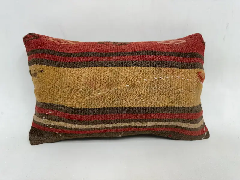 Cushion, Pillow for Couch, Lounge Throw Pillow, Vintage Pillow, Accent Pillow Cover, Turkish Kilim Pillow, Luxury Pillow Cover, 12x20 Beige Pillow - 1
