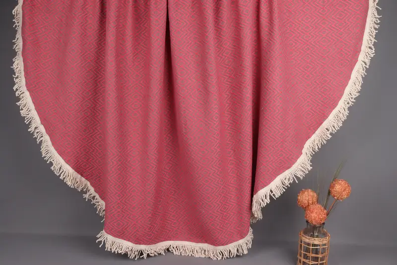 Personalized Turkish Beach Towel Pink Round 63x63 Inches