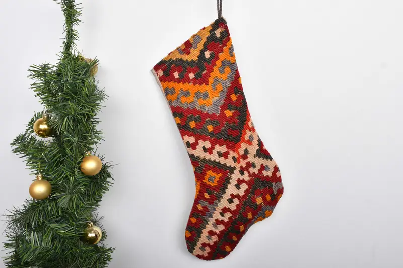 Patrón de adornos navideños, calcetín navideño de 7 pulgadas de ancho