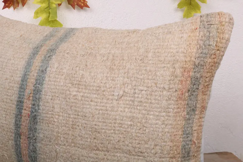 Muted Pillow Sham, Sofa Cushion Case, Vintage Pillow, Pillow Cover, Gift Pillow, 16x24 Beige Cushion, Handmade Kilim Cushion, Authentic Pillow - 5