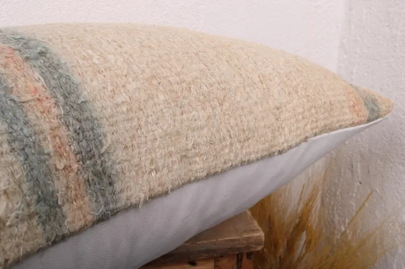 Muted Pillow Sham, Sofa Cushion Case, Vintage Pillow, Pillow Cover, Gift Pillow, 16x24 Beige Cushion, Handmade Kilim Cushion, Authentic Pillow - 6
