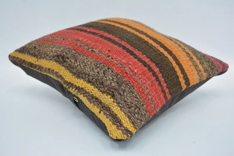 Bir tür yastık kılıfı, rustik yastık kasası, Türk yastığı, koltuk yastığı, vintage yastık, 12x12 kahverengi yastık kapağı, yastık, antika yastık - 6