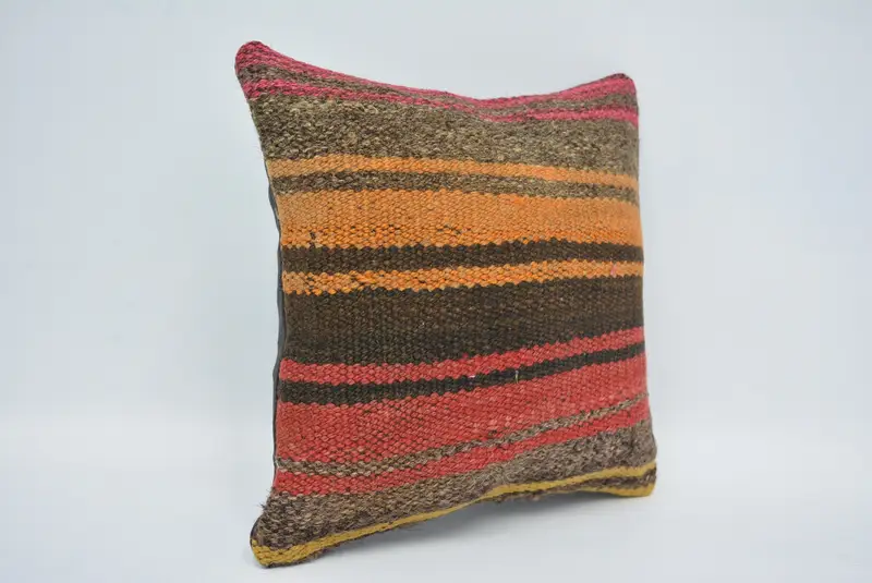 Bir tür yastık kılıfı, rustik yastık kasası, Türk yastığı, koltuk yastığı, vintage yastık, 12x12 kahverengi yastık kapağı, yastık, antika yastık - 3