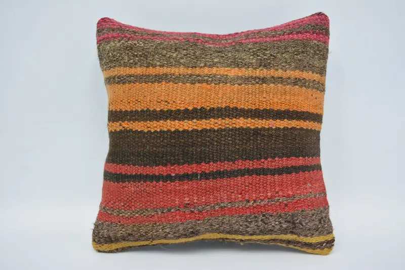 Bir tür yastık kılıfı, rustik yastık kasası, Türk yastığı, koltuk yastığı, vintage yastık, 12x12 kahverengi yastık kapağı, yastık, antika yastık - 1