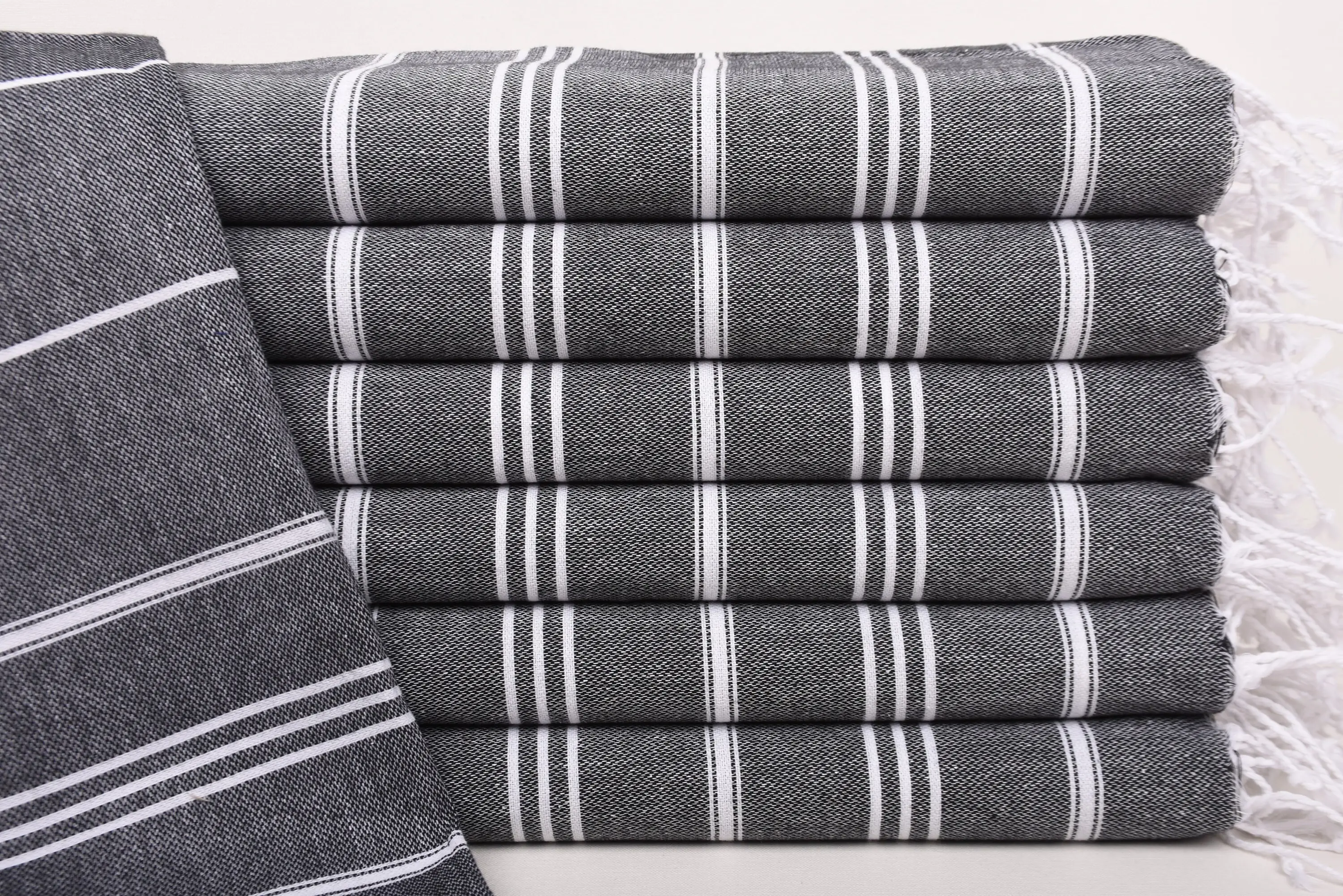 Guest Towel 36x24 Black Striped Tea Towel, Personalized Dish Towel - 1