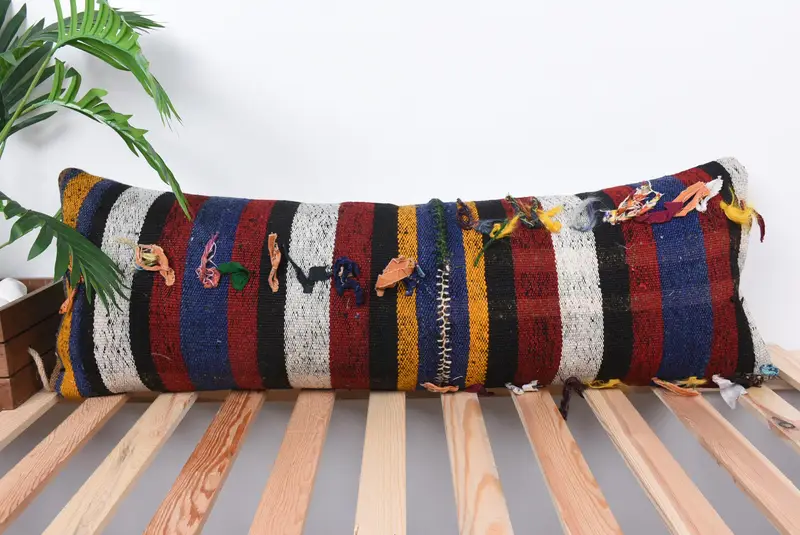 Southwestern Cushion Case, 12x36 Red Cushion, Home Decor Pillow, Handmade Kilim Cushion, Turkish Pillow, Garden Pillow Case, Cushion Cover - 1