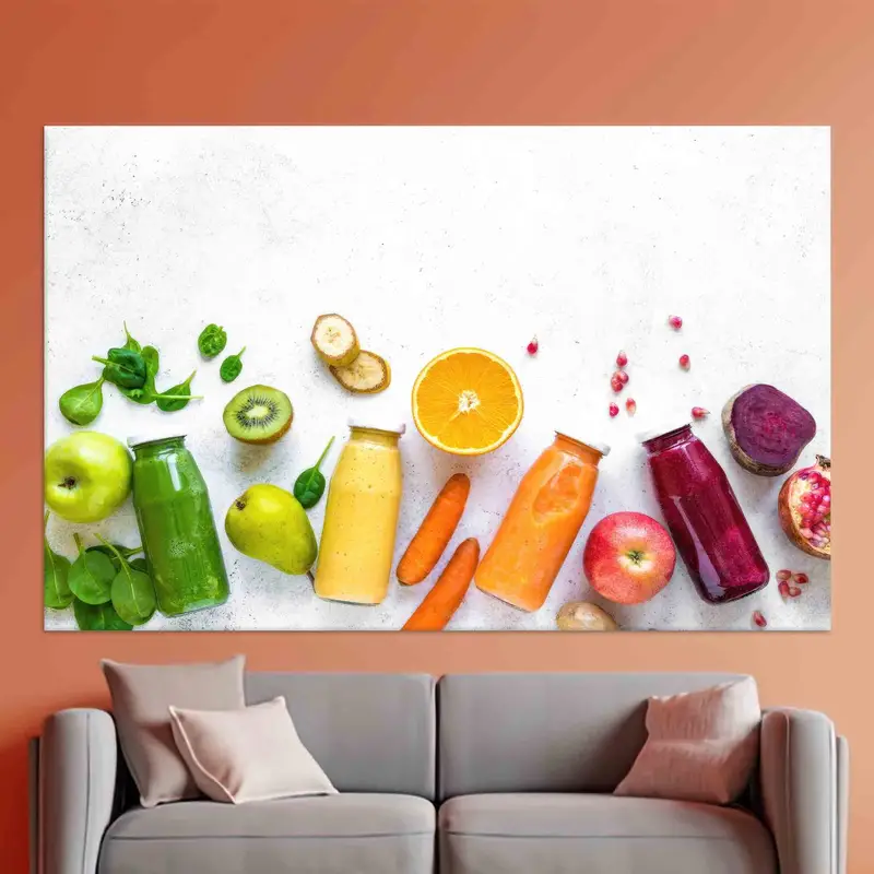 Elegant Summer Fruits Canvas: Colorful Kitchen Art Print