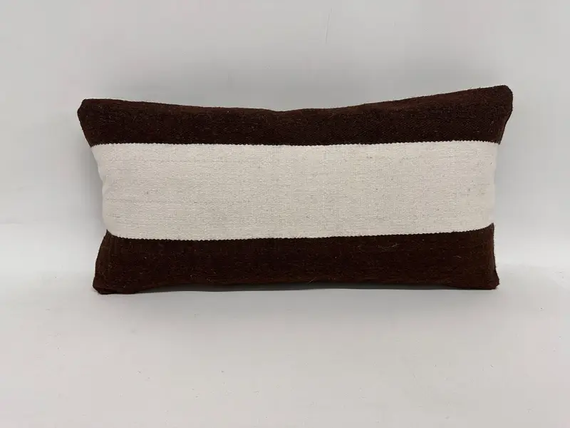 12x24 Brown Cushion Case, Antique Pillows, Vintage Kilim Pillow, Boho Pillow Sham Cover, Handmade Rug Seat Pillow Case, Pillow Cover - 1