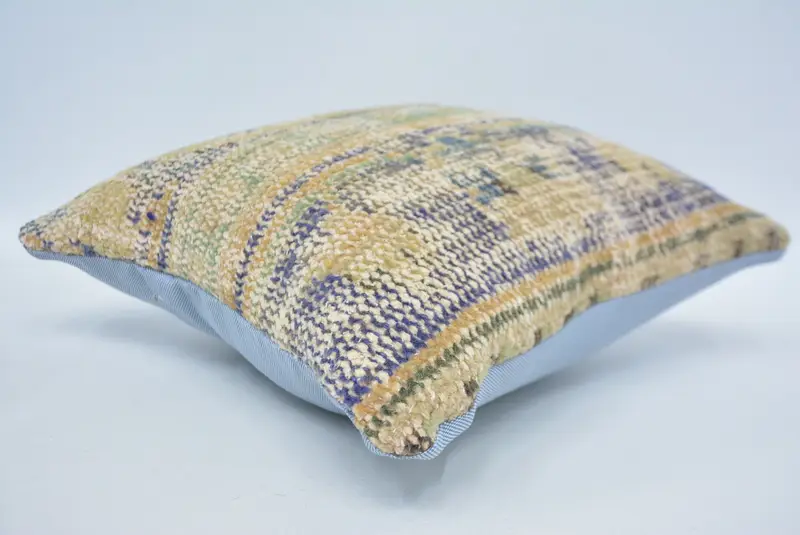 Floor Cushion, Vintage Kilim Throw Pillow, 14x14 Beige Pillow, Turkish Kilim Pillow, Handmade Rug Seat Pillow Case, Pillow Cover, Antique Pillows - 6
