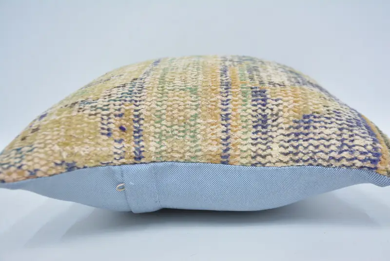 Floor Cushion, Vintage Kilim Throw Pillow, 14x14 Beige Pillow, Turkish Kilim Pillow, Handmade Rug Seat Pillow Case, Pillow Cover, Antique Pillows - 5