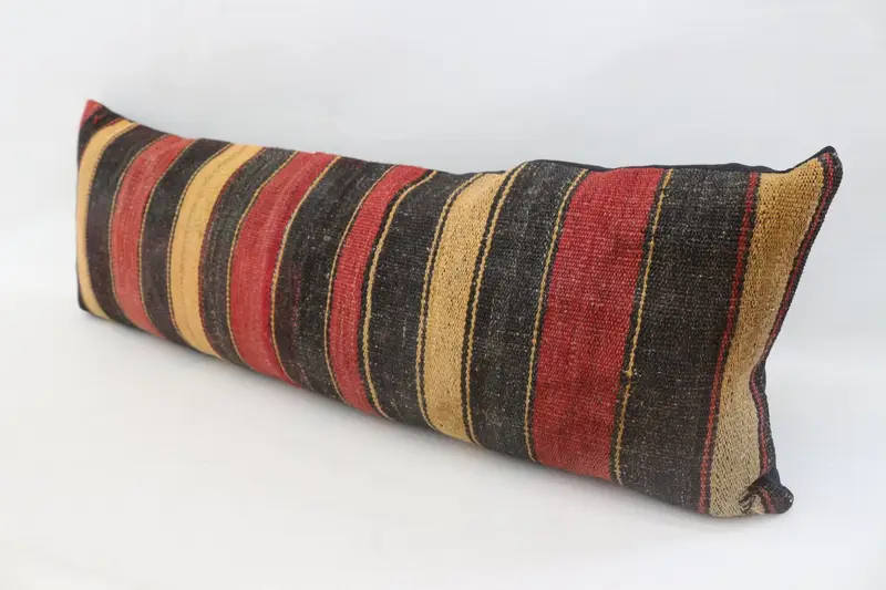 16x48 Brown Pillow Sham, Art Deco Cushion, Patio Cushion Cover, Boho Pillow, Ottoman Cushion Case, Pillow Sham, Kilim Pillow, Vintage Kilim Pillow - 5