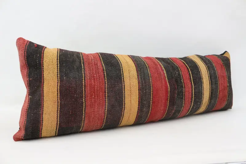 16x48 Brown Pillow Sham, Art Deco Cushion, Patio Cushion Cover, Boho Pillow, Ottoman Cushion Case, Pillow Sham, Kilim Pillow, Vintage Kilim Pillow - 3