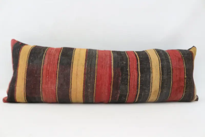 16x48 Brown Pillow Sham, Art Deco Cushion, Patio Cushion Cover, Boho Pillow, Ottoman Cushion Case, Pillow Sham, Kilim Pillow, Vintage Kilim Pillow - 1