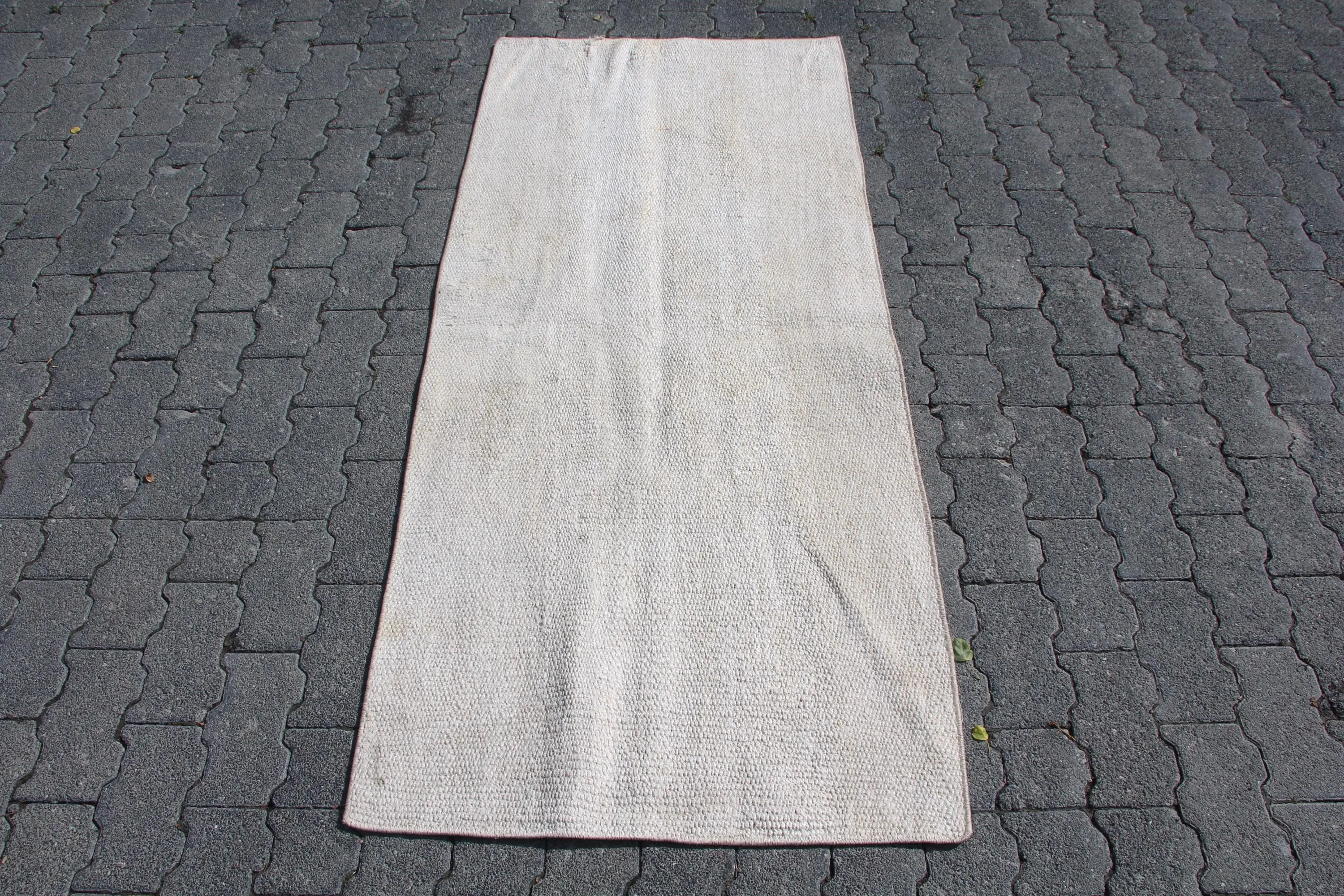 Vintage Turkish Rug, 2.5x5.6 ft Rug, White Gray Camouflage Rug - 1
